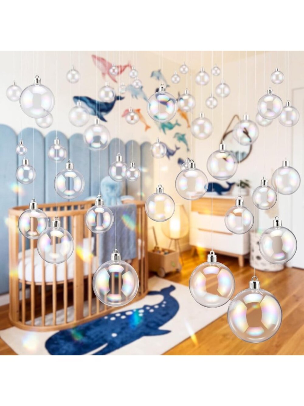 30 Pcs Clear 3D Bubble Decorations - Mermaid Ocean Garland, DIY Party Decor